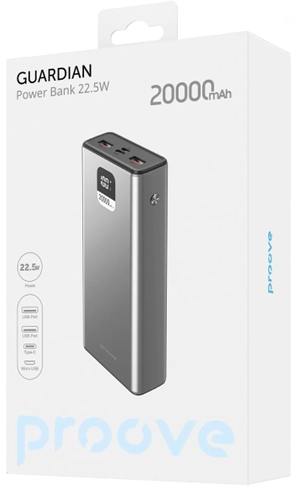 Фото - Батарея мобільна Proove Guardian 22.5W 20000mAh metal gray (2001001750046)