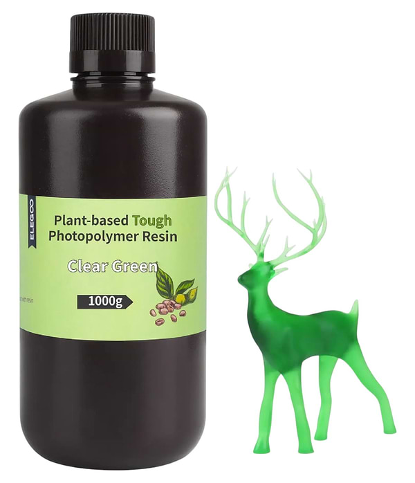 Фото - Гумовий фотополімер Elegoo Plant-Based Resin 1 кг Transparent Green (50.103.0032)