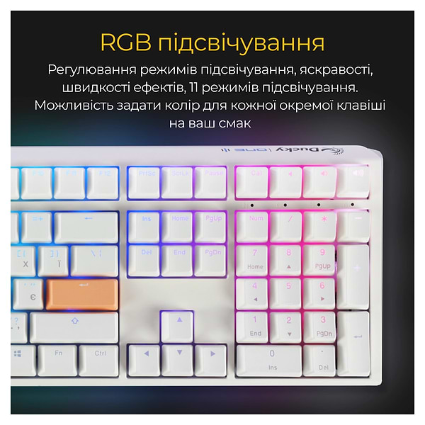 Фото - Клавиатура проводная игровая Ducky One 3 Cherry MX Speed Silver RGB White UA (DKON2108ST-PUAPXPWWWSC1)