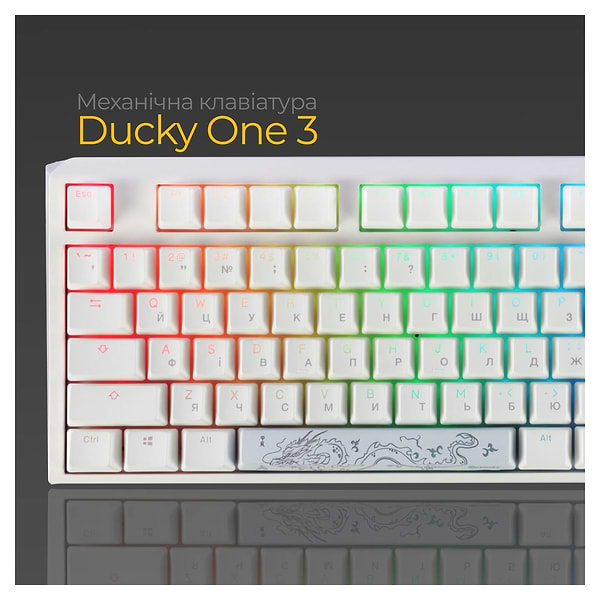 Фото - Клавиатура проводная игровая Ducky One 3 Cherry MX Speed Silver RGB White UA (DKON2108ST-PUAPXPWWWSC1)