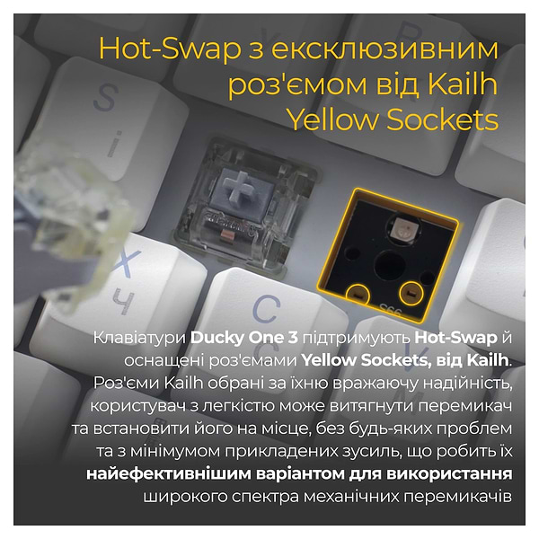 Фото - Клавиатура проводная игровая Ducky One 3 Cherry MX Speed Silver RGB White UA (DKON2108ST-PUAPXPWWWSC1)