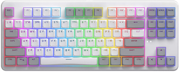 Фото - Клавіатура бездротова ігрова Hator Rockfall 3 Mecha TKL QMK/VIA Orange Wireless White (HTK851UA)