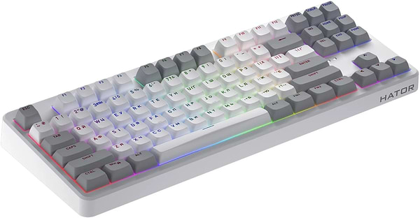 Фото - Клавіатура бездротова ігрова Hator Rockfall 3 Mecha TKL QMK/VIA Orange Wireless White (HTK851UA)