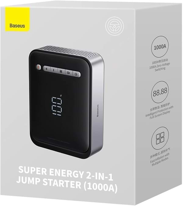 Фото - Пускозарядний пристрій Baseus Super Energy 2-in-1 Jump Starter 1000А Black + Автокомпресор (CGCN000001)