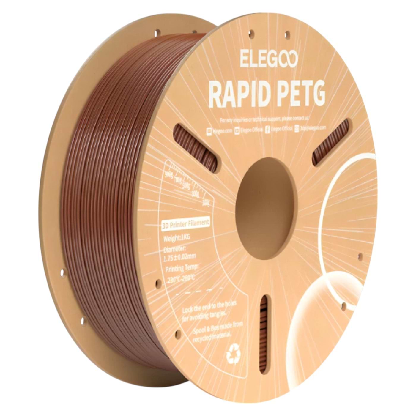 Нитка для PETG-картриджа Elegoo Rapid Filament 1.75 мм коричневый (50.203.0225)