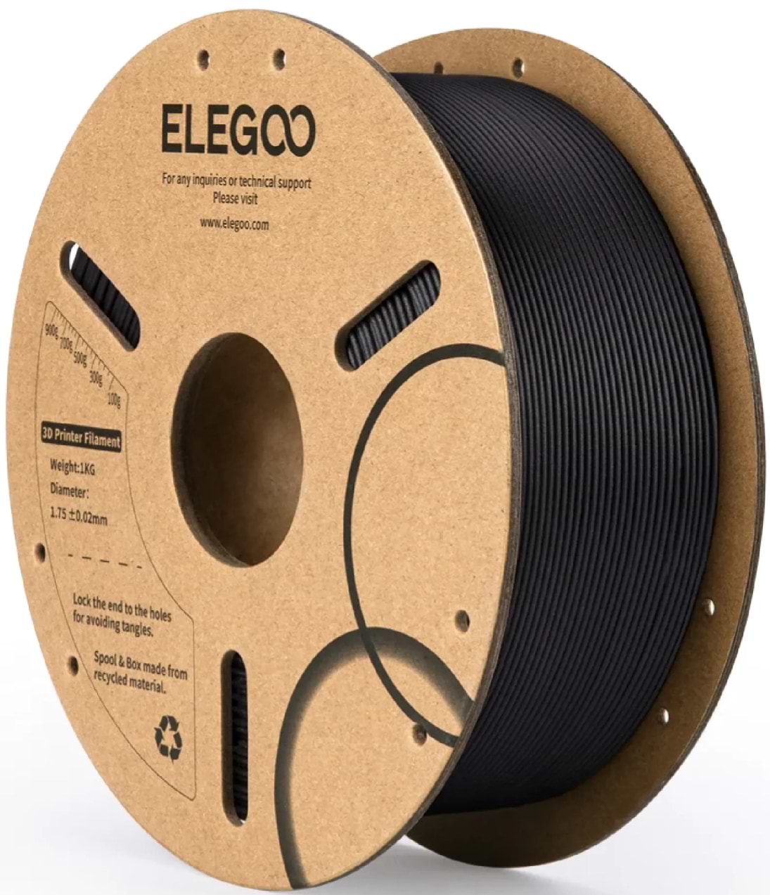 Нитка для PLA-картриджа Elegoo 1 кг 1.75 мм Black (50.203.0464)