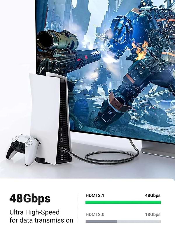 Фото - Кабель HDMI UGREEN HD135 HDMI - HDMI 8K 3m Gray (80602)