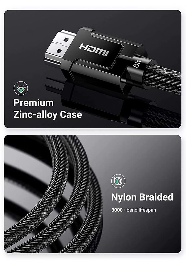 Фото - Кабель HDMI UGREEN HD135 HDMI - HDMI 8K 3m Gray (80602)