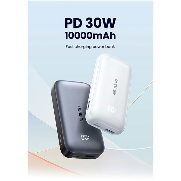 Фото - Батарея мобільна UGREEN PB502 10000mAh 30W USB-A+USB-C Gray (25185)