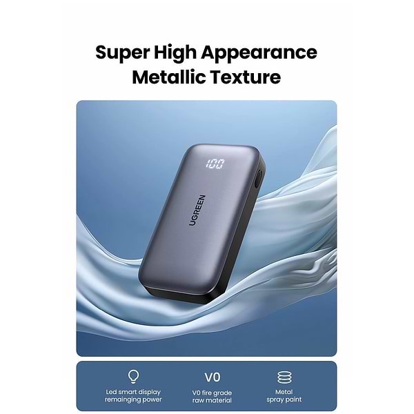 Фото - Батарея мобільна UGREEN PB502 10000mAh 30W USB-A+USB-C Gray (25185)