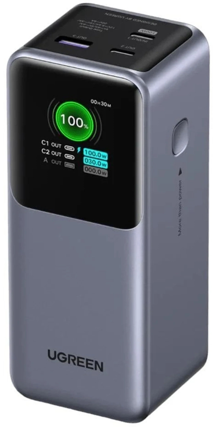Батарея мобільна UGREEN PB721 20000mAh 130W USB-A+2xUSB-C Fast Charging Gray (35524B) - Фото 1