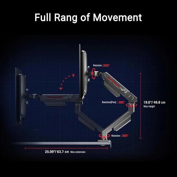 Фото - Крепление настольное Asus ROG Ergo Monitor Arm AAS01 (90LA00Q0-B01170)
