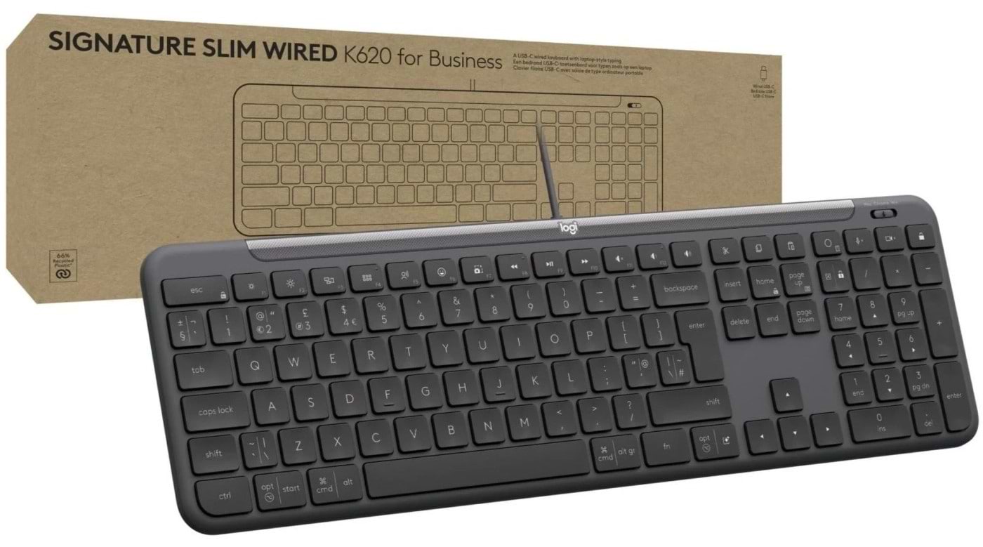 Клавіатура дротова Logitech Signature Slimfor Business K620 USB-C UA Graphite (920-013333) - Фото 1
