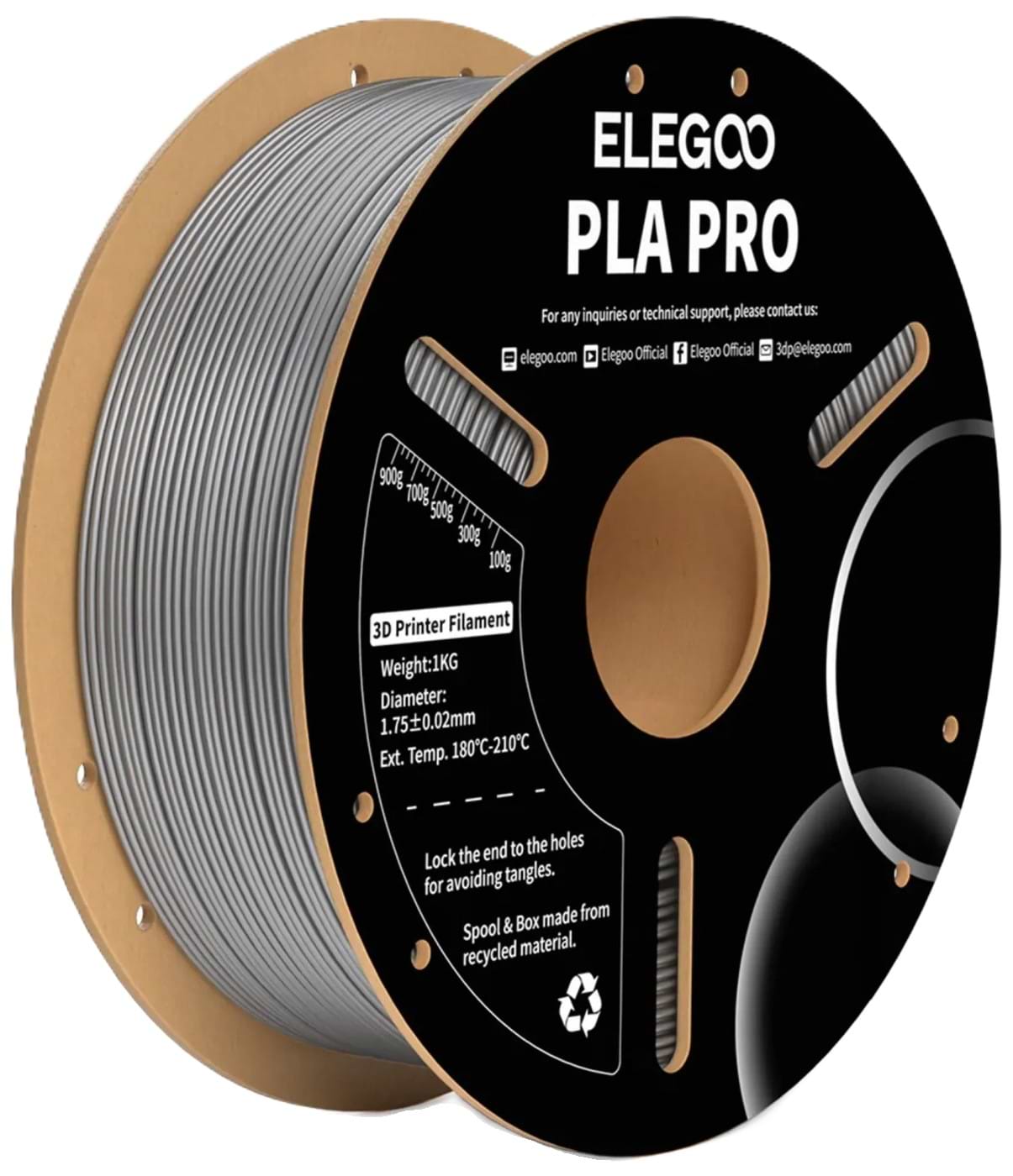 Нитка для PLA-картриджа Elegoo PLA PRO Filament 1.75мм серебристый (50.203.0197)