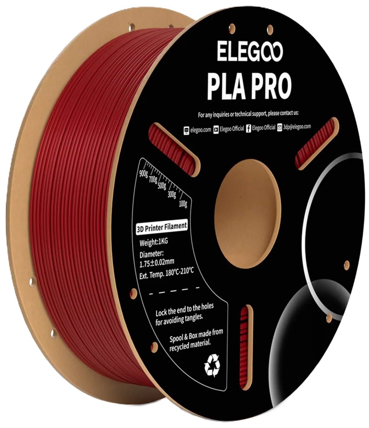 Нитка для PLA-картриджа Elegoo PLA PRO Filament 1.75мм Бургундский красный (50.203.0190)