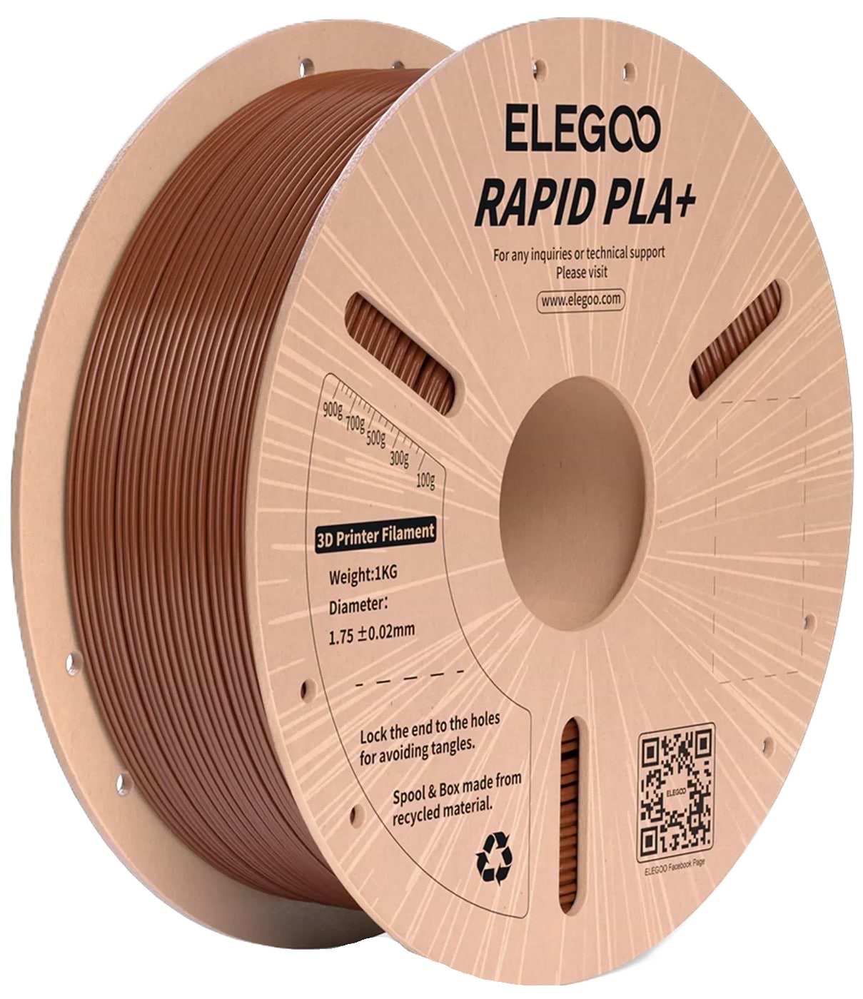 Нитка для PLA-картриджа Elegoo Rapid PLA Plus Filament 1.75мм коричневый (50.203.0313)