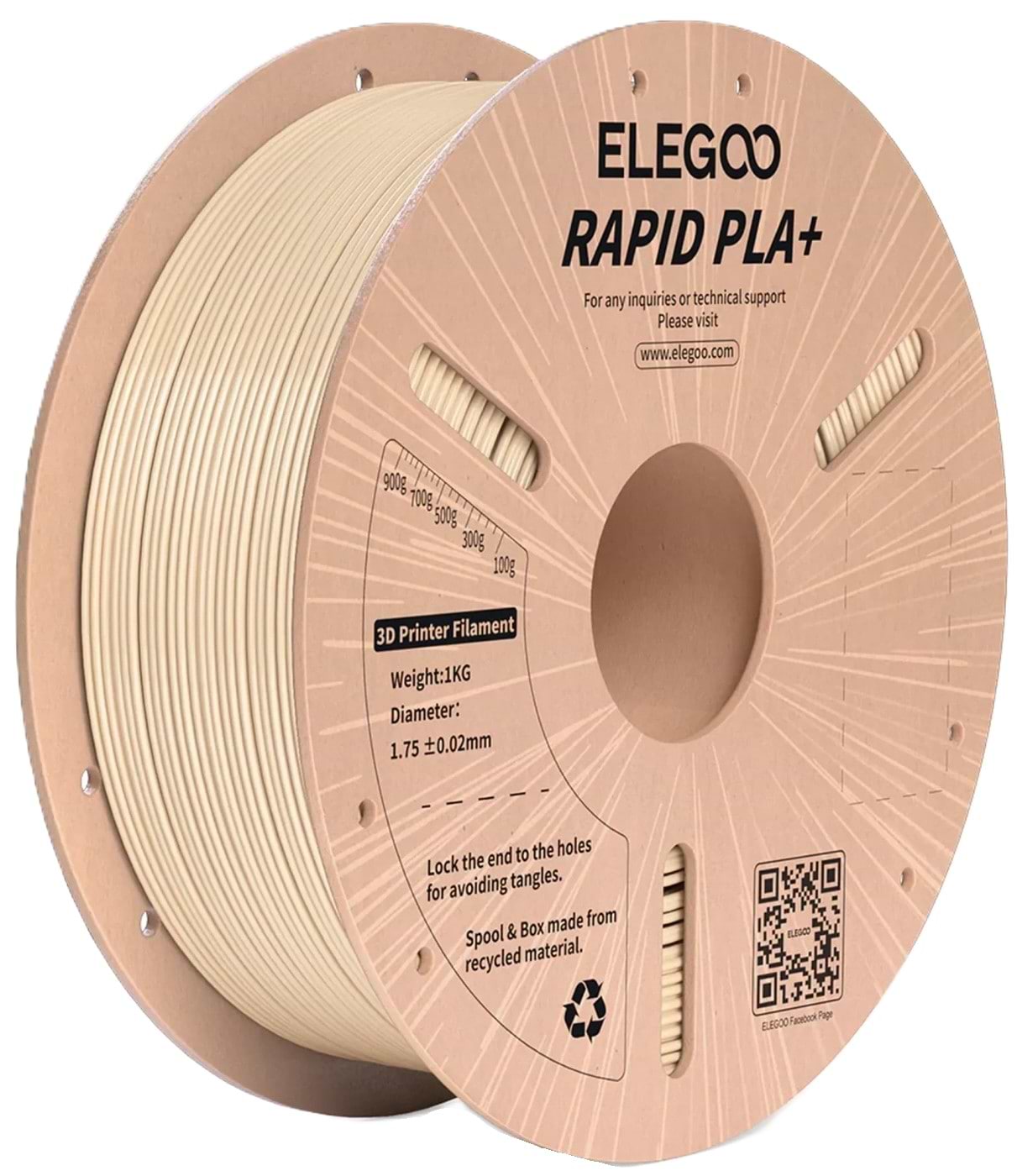 Нитка для PLA-картриджа Elegoo Rapid PLA Plus Filament 1.75мм бежевый (50.203.0314)