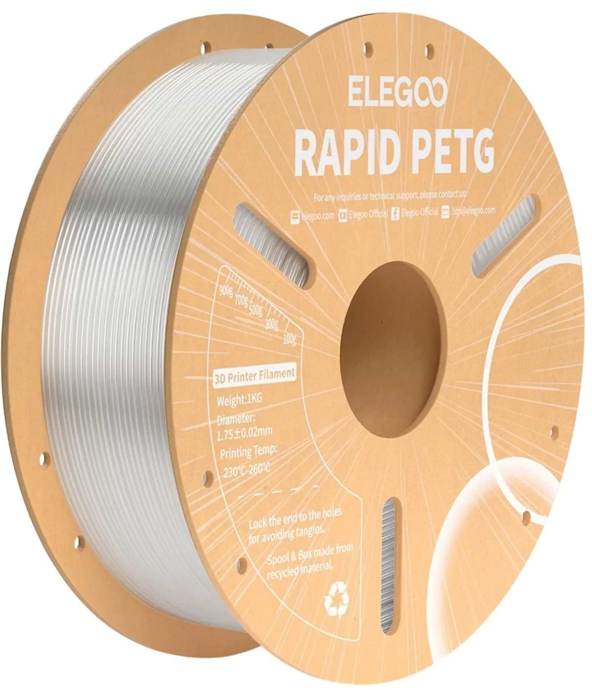 Нитка для PETG-картриджа Elegoo Rapid PETG Filament 1.75мм прозрачный (50.203.0315)