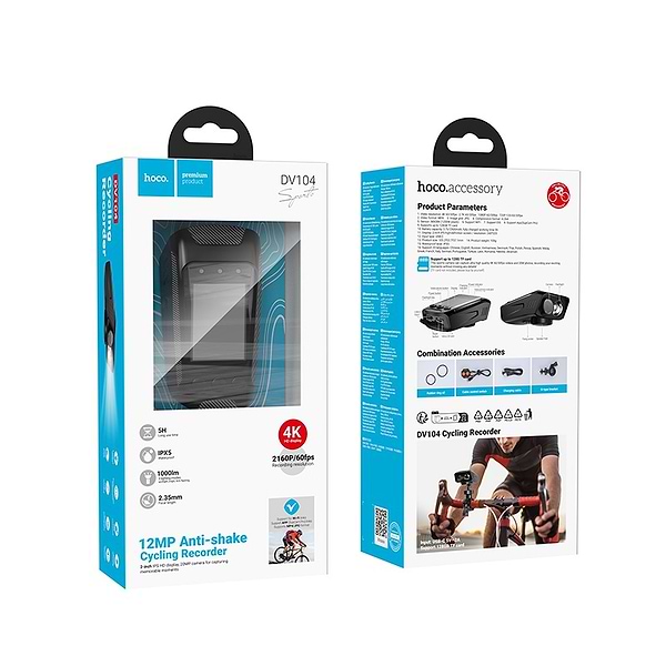 Фото - Видеорегистратор HOCO DV104 4K Riding recorder Black (6942007646000)