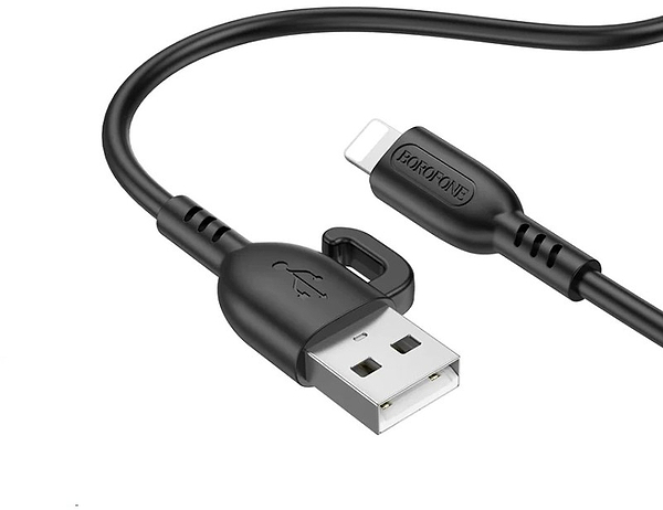 Фото - Кабель синхронізації даних BOROFONE BX91 USB to iP 2.4A,1m Black (6974443389883)