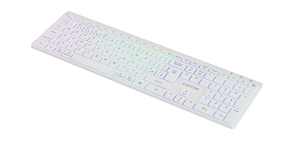Фото - Клавіатура бездротова Canyon HKB-W11 Slim Dual Mode Wireless RGB EN/UA White (CNS-HBTK11W)