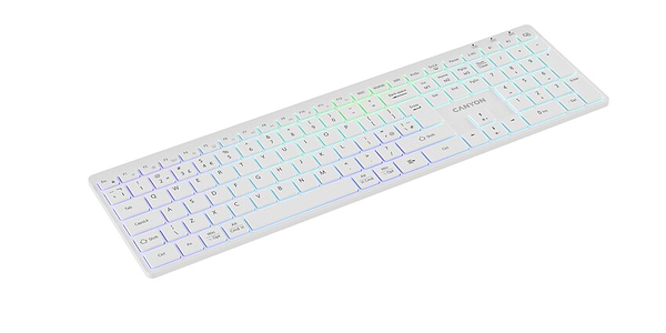 Фото - Клавіатура бездротова Canyon HKB-W11 Slim Dual Mode Wireless RGB EN/UA White (CNS-HBTK11W)