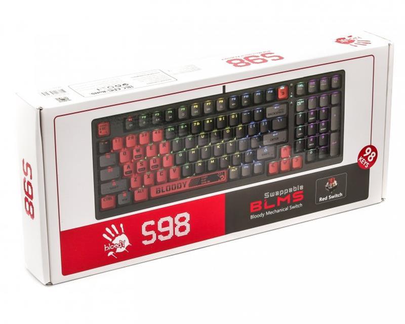 Фото - Клавіатура дротова ігрова Bloody S98  Sports Red