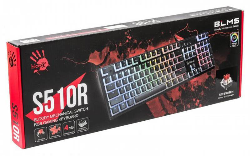Фото - Клавіатура дротова ігрова Bloody S510R  Pudding Black