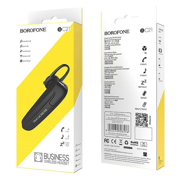 Фото - Bluetooth-гарнитура BOROFONE BC21 Encourage sound business wireless headset Black (6931474703576)