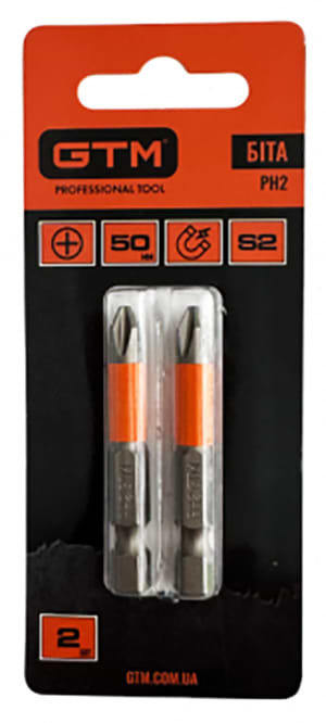 Фото - Набор бит для отвертки GTM PH2 50 мм 2 шт. (SB-H2-50B)