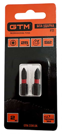 Біта для викрутки GTM PZ1 25 мм 2 шт. (SBI-Z1-25B)