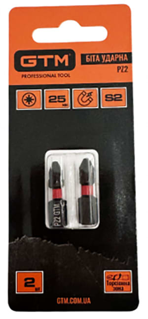 Фото - Набор бит для отвертки GTM PZ2 25 мм 2 шт. (SBI-Z2-25B)