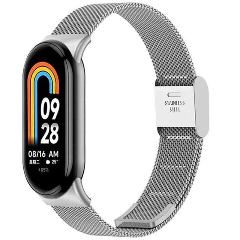 Ремінець для фітнес-браслету BeCover Metal for Xiaomi Mi Smart Band 8 Silver (709358) - Фото 1