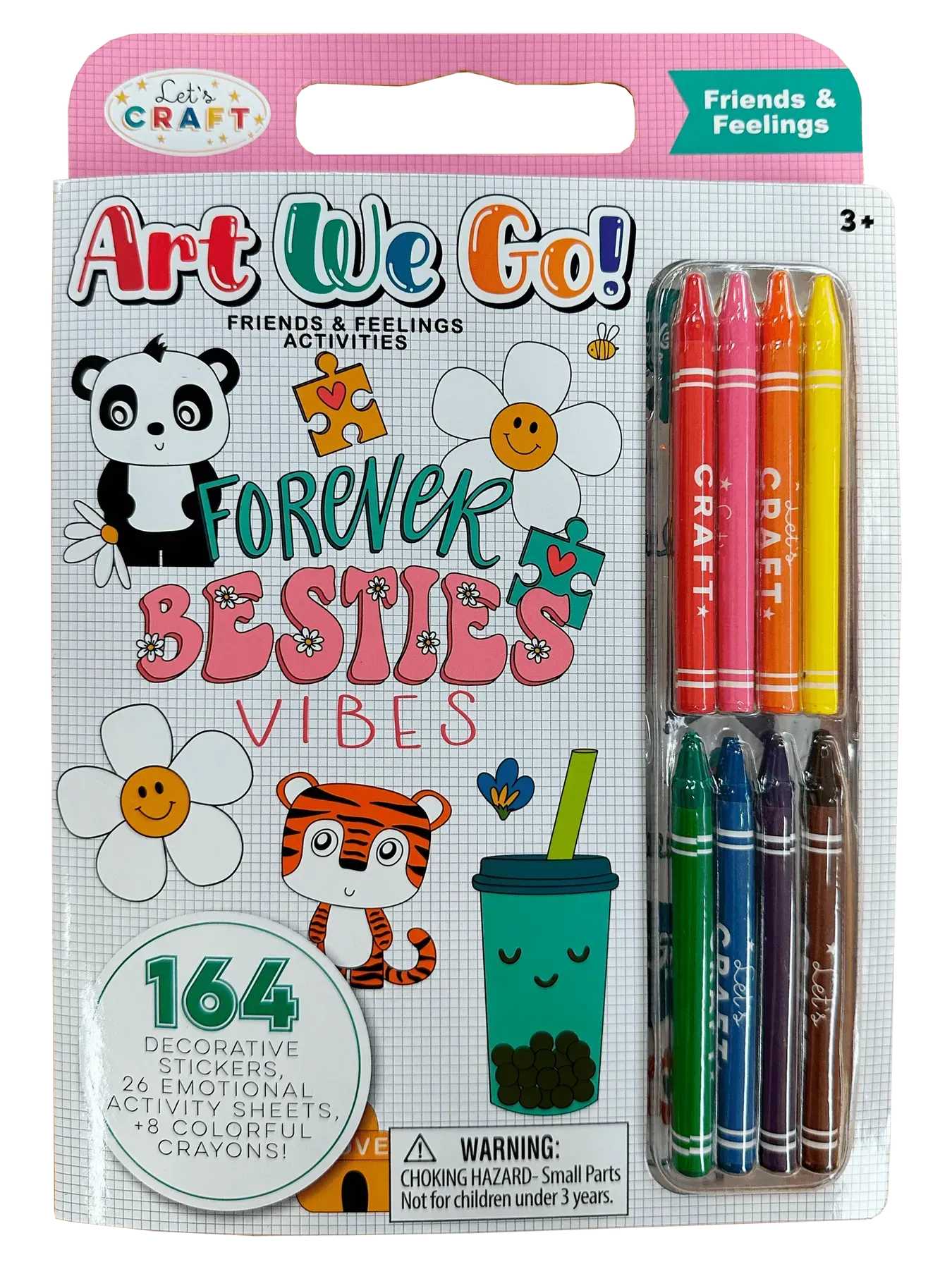 Набор для рисования Let’s Craft Друзья и чувства с наклейками и восковыми мелом (AEG002)