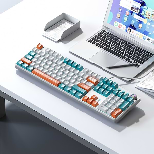 Фото - Клавиатура проводная игровая Aula F2088 PRO White/Blue (6948391234908)