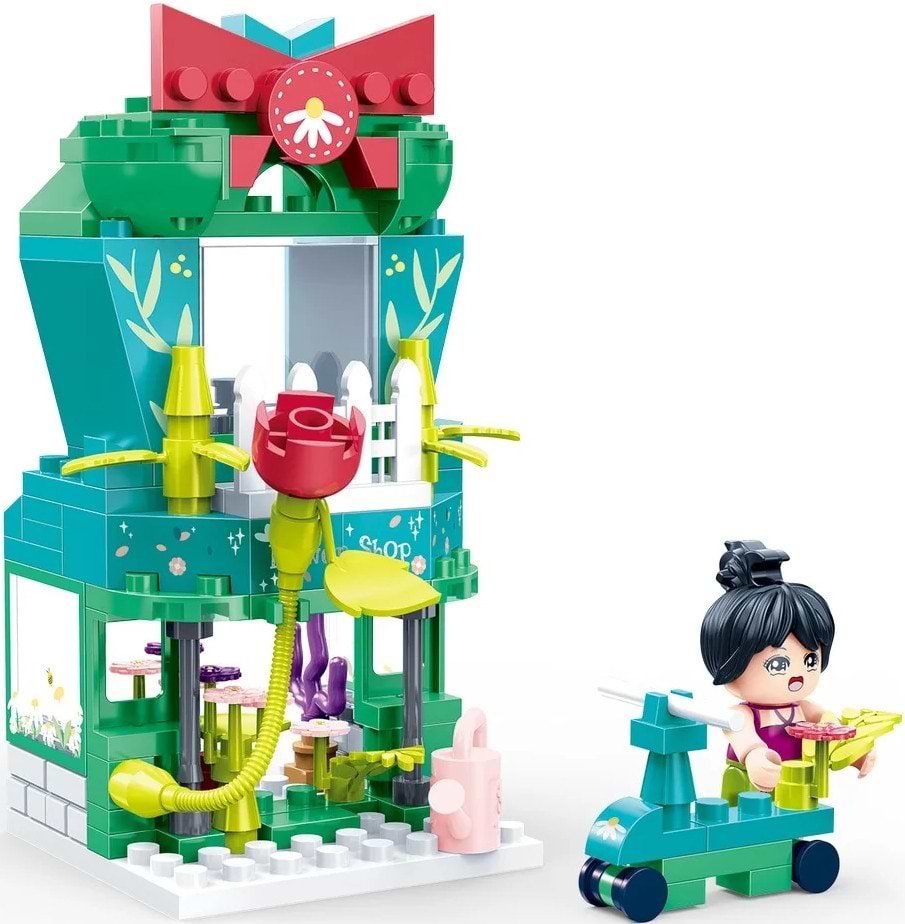 Пластиковий конструктор Banbao "Центральна вулиця" (118 елм.) Квітковий магазин (ЕТ808)