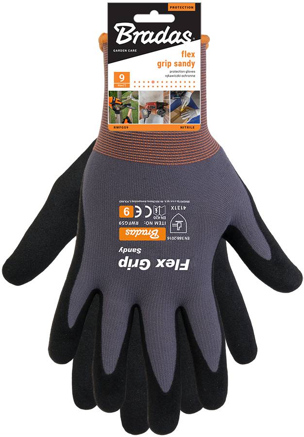 Фото - Перчатки садовые BRADAS FLEX GRIP SANDY размер 9 (RWFGS9)