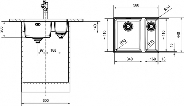 Фото - Мийка кухонна Franke Sirius SID 160 чорний (144.0649.563)