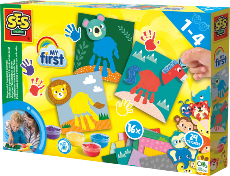Набор для рисования Ses Creative серии My first с пальчиковыми красками - НАРИСУЙ ЖИВОТНОЕ карточки, 4 краски (14443S)