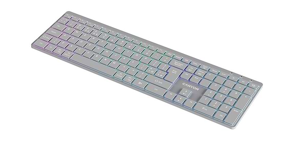 Фото - Клавіатура бездротова Canyon HKB-W11 Slim Dual Mode Wireless RGB EN/UA Grey (CNS-HBTK11G)