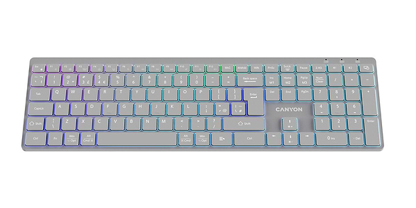 Фото - Клавіатура бездротова Canyon HKB-W11 Slim Dual Mode Wireless RGB EN/UA Grey (CNS-HBTK11G)