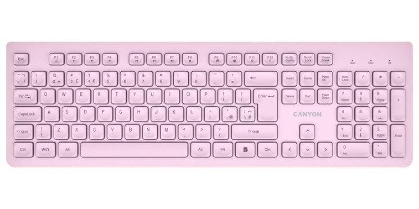 Клавіатура бездротова Canyon HKB-W01 Wireless Silent EN/UA Pink (CNS-HKBW01P) - Фото 1