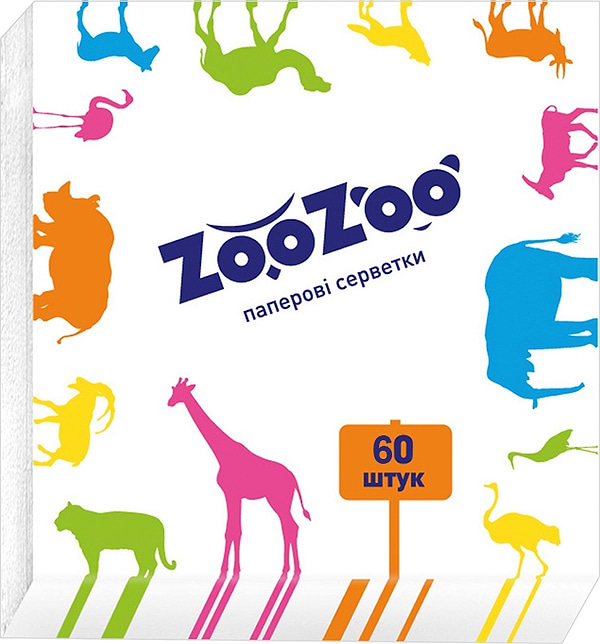 Фото - Серветки паперові ZooZoo белые 24*23 100 шт.