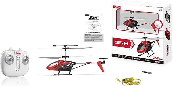 Фото - Радіокерований вертоліт Syma 2.4 ГГц 23 см зі світлом, барометром (S5H_red)