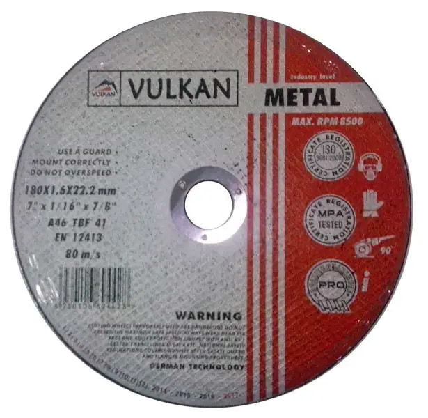 Круг відрізний по металу Vulkan 180х1.6х22 мм UA (Vulkan1801622)