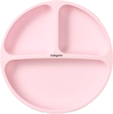 Тарілка для малюка BabyOno на три секції з присоскою Рожевий (1482/02) - Фото 1