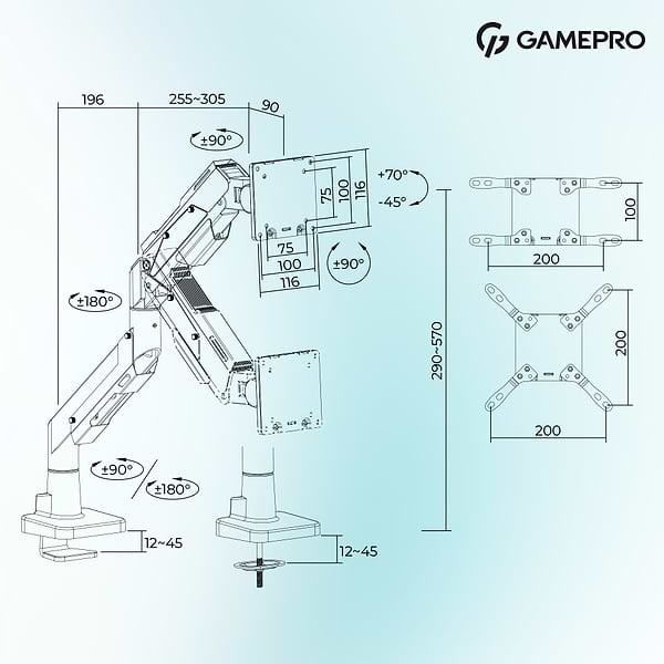 Фото - Кріплення настільне GamePro MAG701WBL White&Blue