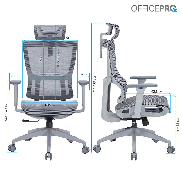 Фото - Крісло офісне OfficePro Elegant (OC660-G-DG-DG) Gray/Dark Gray