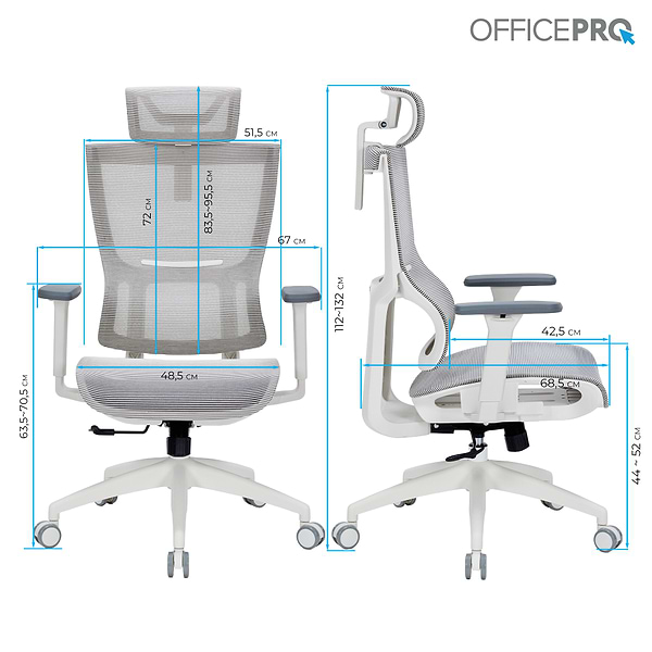 Фото - Крісло офісне OfficePro Elegant (OC660-W-DG-DG) White/Dark Gray