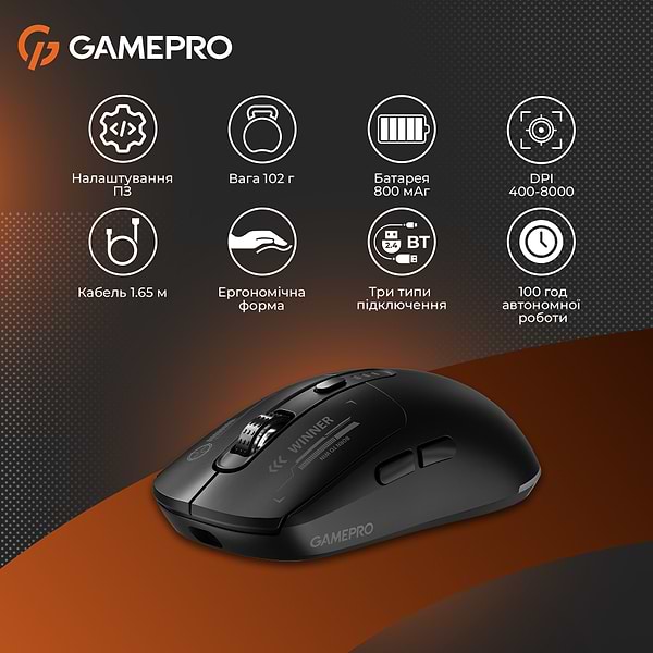 Фото - Миша бездротова ігрова GamePro Genesis Winner Wireless Black (GM079B)